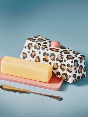 ANTHROPOLOGIE NWT Chintzware Leopard Stoneware Butter Dish